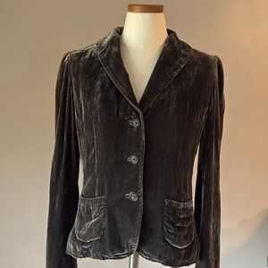 Elie TAHARI luxury crush Velvet silk Women's blazer Jacket pockets Small